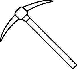 Geologist Pick Hammer Line Art Vector Illustration