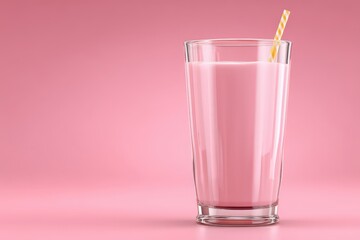 Refreshing pink beverage served in a transparent glass with a straw illuminated by soft light creating an appealing visual against a pastel pink backdrop enhancing sensory experience