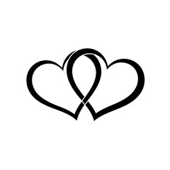 Two intertwined hearts symbol love romance valentine's day forever connection elegant simple design