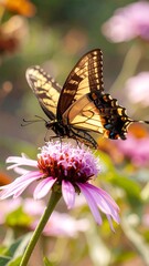 Butterfly on a flower, close-up