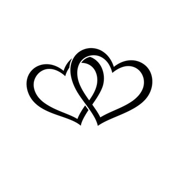 Two intertwined hearts symbol of love and connection for romantic designs