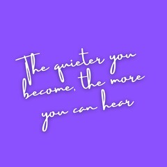 Illustration of inspirational quote on purple background about the power of silence