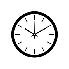 Simple analog clock face timekeeping device with hour and minute hands indicating almost ten oclock