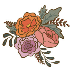 Cartoon beautiful flower arrangement bouquet element