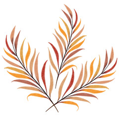 Brown and red aesthetic triple autumn leaves element