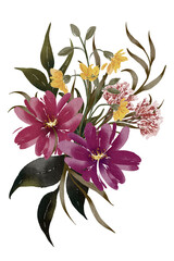 Hand drawn decorative tropical flower arrangement