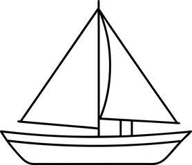 Sailboat Small Line Art Vector Illustration