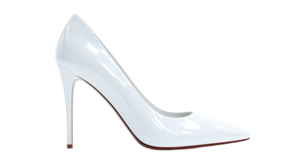 White patent leather high heel shoe