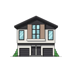 Modern duplex home design with contemporary architecture and attached garages