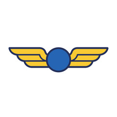 Symbolic golden wings embrace a blue orb representing aviation freedom and progress