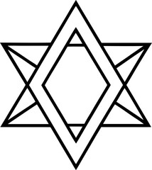 Star of David Line Art Vector Illustration