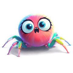 kawaii pastel spider, pastel watercolor, transparent background