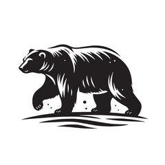 Black Polar Bear Silhouette Vector Illustration design, Solid White Background