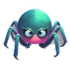 kawaii pastel spider, pastel watercolor, transparent background