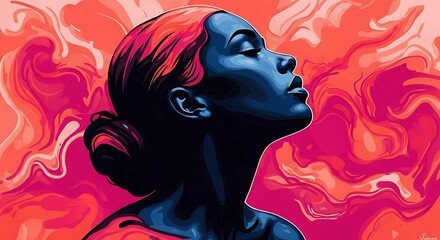 Portrait of a Woman with Bold Colors and Abstract Background.