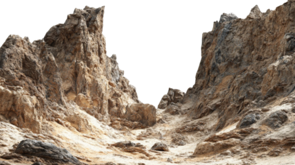 A stunning rocky landscape showcasing towering cliffs and rugged terrain, illuminated by soft sunlight, with scattered boulders and a clear blue sky in the background, ideal for nature-themed projects