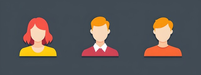 Flat Icon Design of Three Colorful Abstract Characters