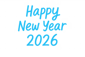 Happy new year 2026 greeting on transparent background