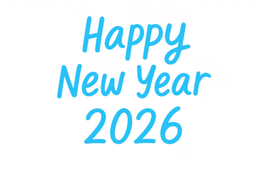Happy new year 2026 greeting on transparent background - Powered by Adobe