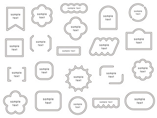 ポップなフレームのベクターイラストセット。枠、見出し、タイトル、ハート、花