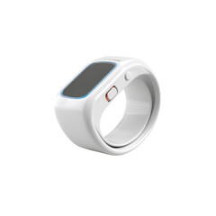 Sleek White Smart Ring with Display and Button - Modern Wearable Technology