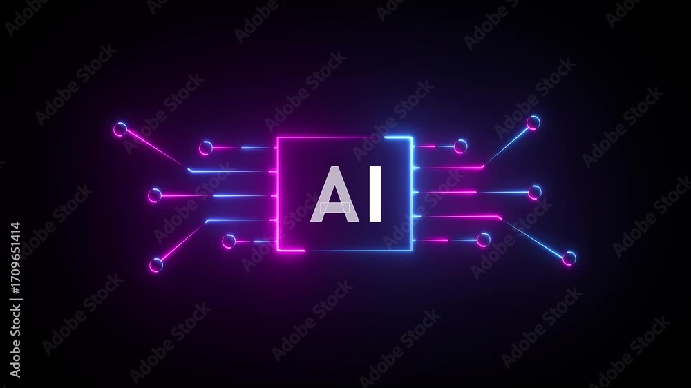 Poster ai circuit board neon glow abstract technology concept artificial intelligence connection