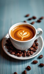 Rich espresso in a delicate white cup, a classic Italian coffee moment, classic, beverage, italy
