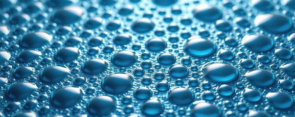 Vast expanse of cerulean water droplets, glistening under soft light, forming a mesmerizing abstract pattern, aesthetic, wallpaper