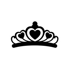 Elegant black and white crown with heart accents symbolizing royalty love and beauty