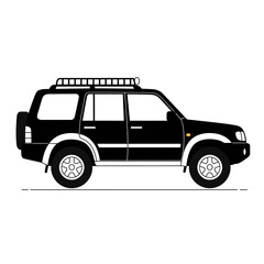 Rugged black suv with roof rack ready for off-road adventure exploration and travel