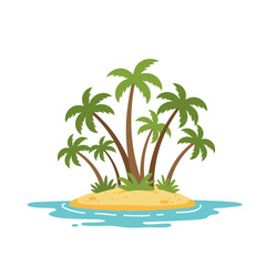 Tropical paradise island with palm trees surrounded by blue ocean water serene beach escape