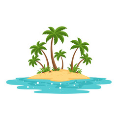 Tropical paradise island with palm trees and ocean waves serene beach getaway vacation