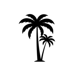 Fototapeta premium Silhouette of two palm trees ready for tropical beach scenes and summer designs