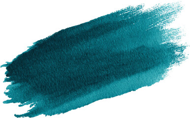 Obraz premium Teal Watercolor Swash: Artistic Brushstroke Texture Isolated on White
