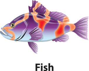 Obraz premium Stylized fish illustration isolated on white background