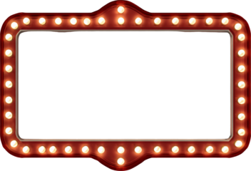 Vintage illuminated sign frame with light bulbs on the edges, perfect for text insertion.