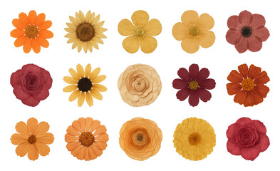 Colorful pressed flower collection.