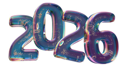 2026 Futuristic Neon Glass Numbers