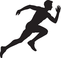 Running Man Silhouette – Black Athlete Runner Icon on White Background