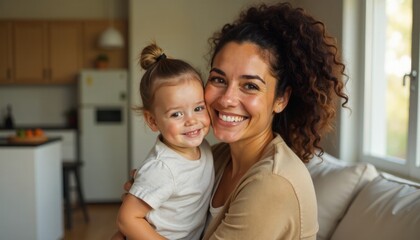 Happy Mother Holding Daughter
