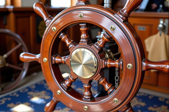 Polished wooden helm from the USS Constitution, a symbol of American naval history and craftsmanship, uss constitution, vessel, historic