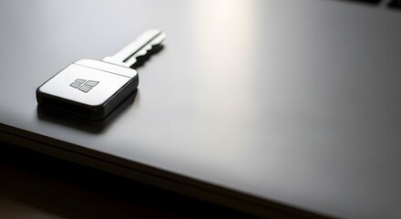 Fototapeta premium Unlock the digital world with a modern key symbolizing access and innovation on a sleek surface