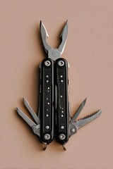 Multi-tool, black and silver, open