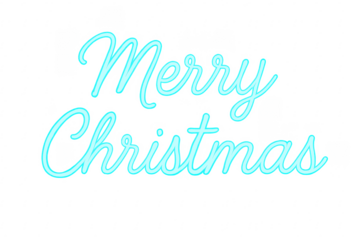 Merry christmas neon sign on transparent background for festive greetings