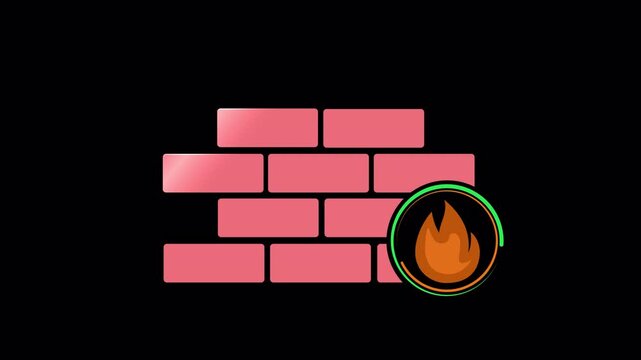 Firewall Protection Active &mdash; Seamless Loop, Alpha Channel &mdash; For IT Security Dashboards & Status Pages