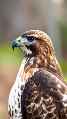 Naklejka premium Close-up of a hawk's head and upper body