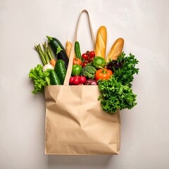 Grocery bag overflowing with produce