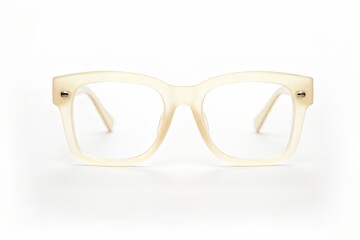 Fototapeta premium Beige Square Eyeglasses on White Background