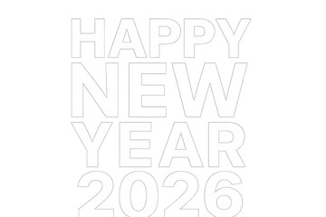 Happy new year 2026 greeting on transparent background