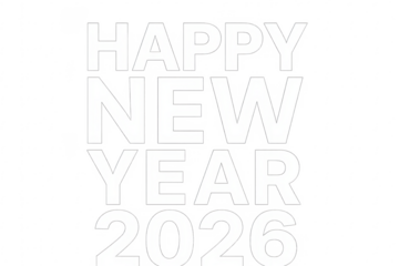Happy new year 2026 greeting on transparent background